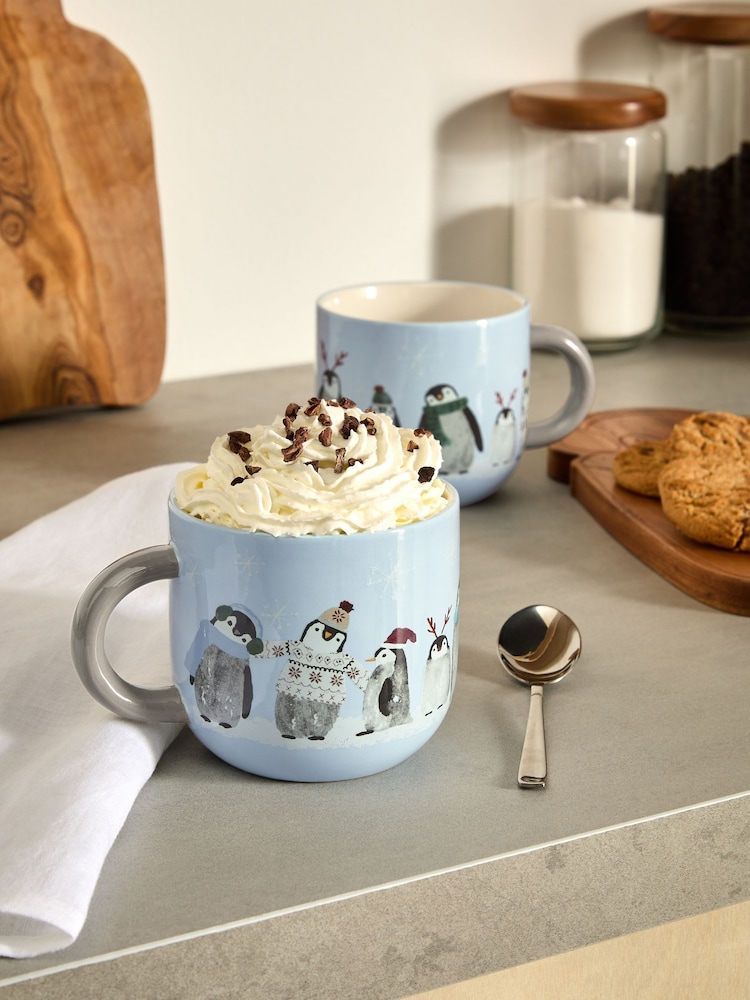 Blue Penguin Mugs Set of 2 - Image 1 of 5