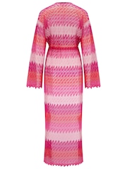 Pour Moi Red Colour Block Crochet Co-Ord Maxi Beach Kimono - Image 5 of 5