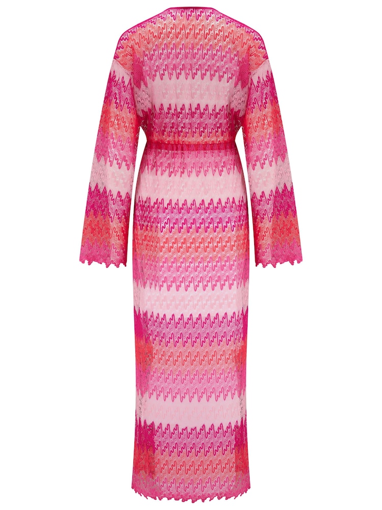 Pour Moi Red Colour Block Crochet Co-Ord Maxi Beach Kimono - Image 5 of 5