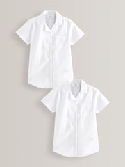 White 2 Pack Short Sleeve Revere Collar School Shirts (3-17yrs) - Image 1 of 7