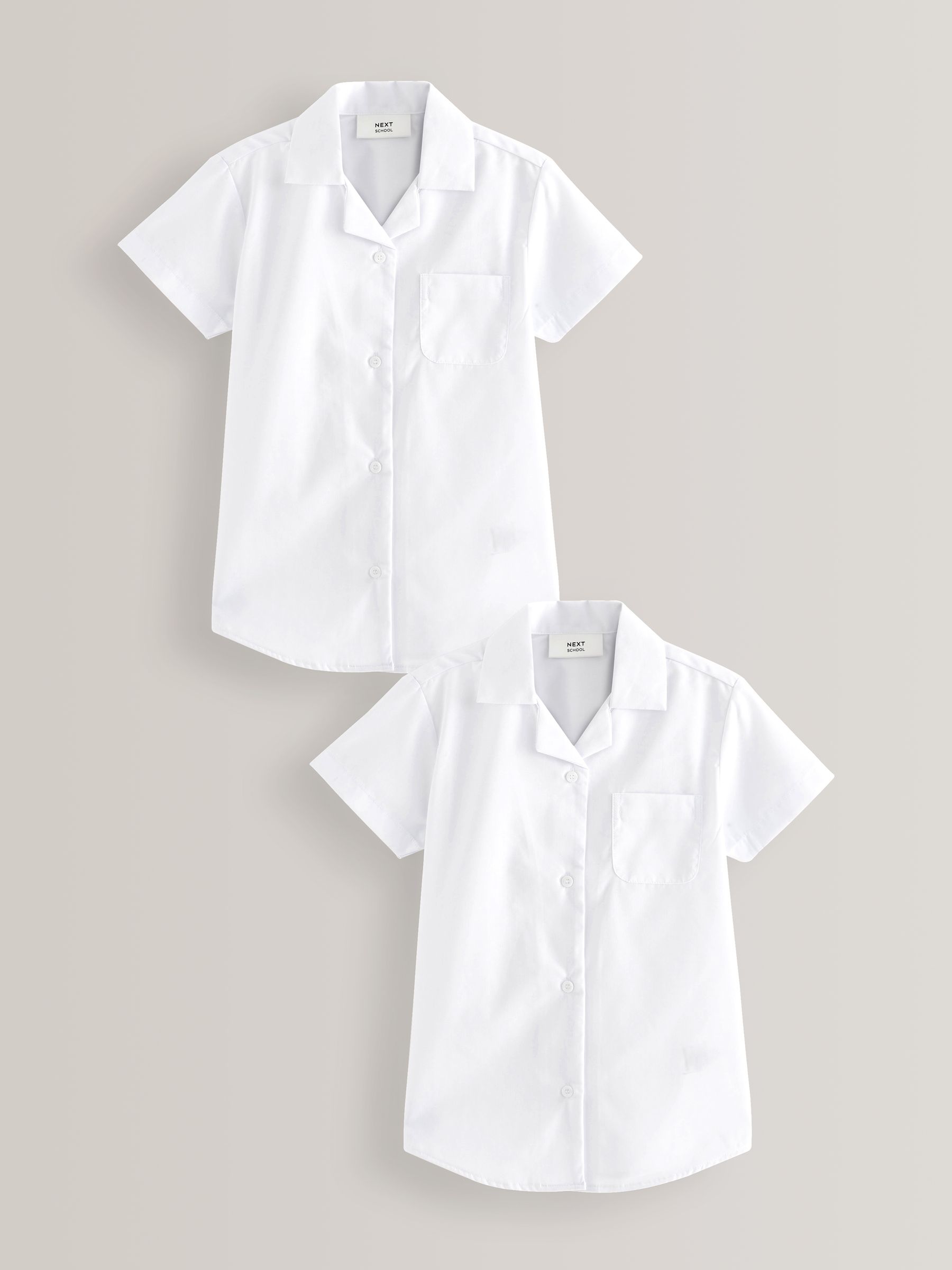 NEXT Ragazza - Confezione Da 2 Camicie Scolastiche A Maniche Corte Con Colletto Bianco A Rever, Taglia 10 Anni