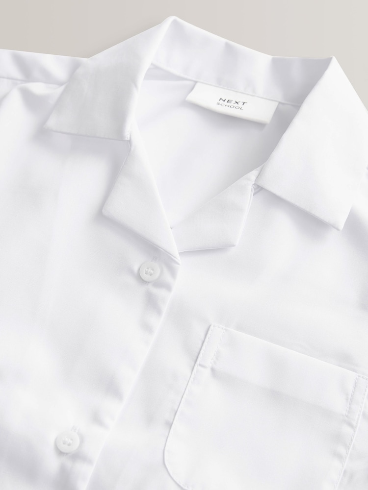 White 2 Pack Short Sleeve Revere Collar School Shirts (3-17yrs) - Image 6 of 7