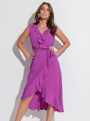 Pour Moi Purple Midaxi Wrap Dress - Image 3 of 6