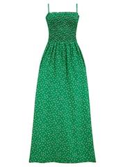 Pour Moi Green Spot Strapless Shirred Bodice Woven Maxi Beach Dress - Image 2 of 4