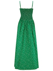 Pour Moi Green Spot Strapless Shirred Bodice Woven Maxi Beach Dress - Image 3 of 4