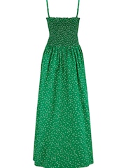 Pour Moi Green Spot Strapless Shirred Bodice Woven Maxi Beach Dress - Image 4 of 4