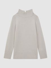 Reiss Grey Gloria Casual Wool-Cashmere Funnel Neck Jumper - Image 2 of 5