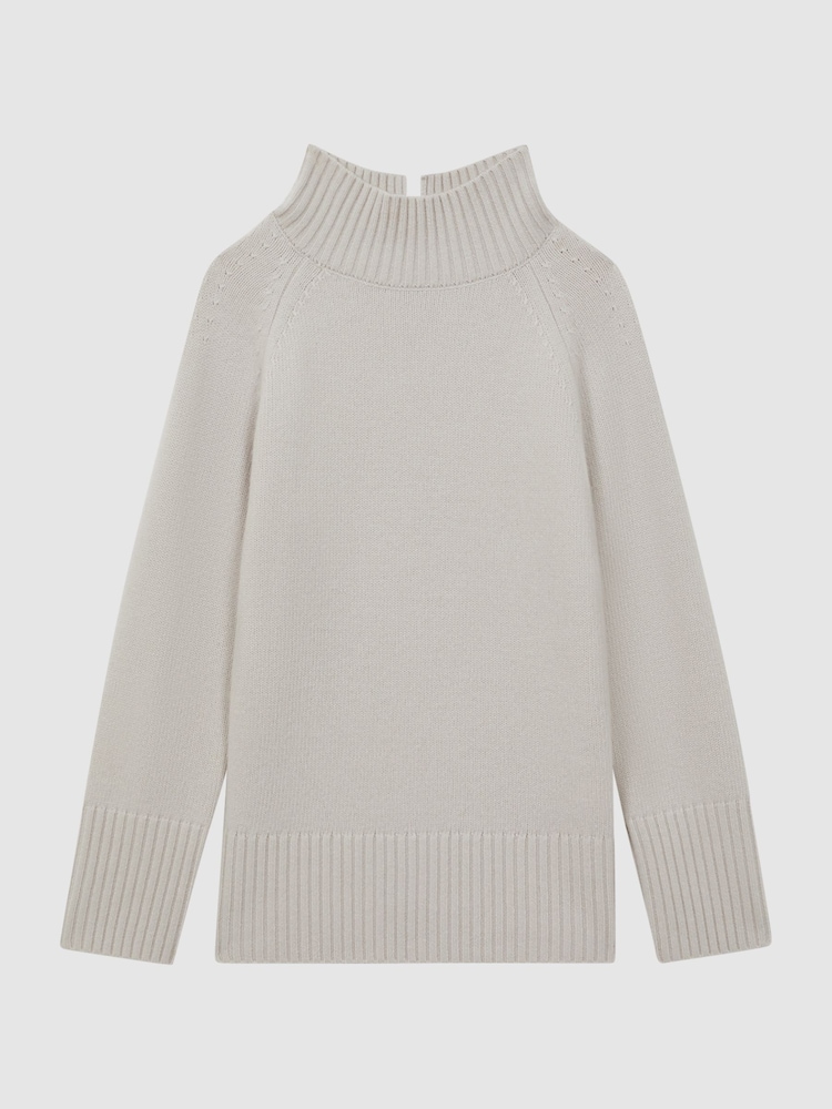 Reiss Grey Gloria Casual Wool-Cashmere Funnel Neck Jumper - Image 2 of 5