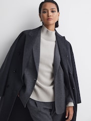 Reiss Grey Gloria Casual Wool-Cashmere Funnel Neck Jumper - Image 3 of 5
