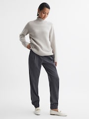 Reiss Grey Gloria Casual Wool-Cashmere Funnel Neck Jumper - Image 4 of 5