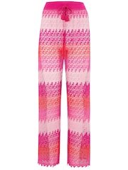 Pour Moi Red Colour Block Crochet Co-Ord Beach Trousers - Image 3 of 4