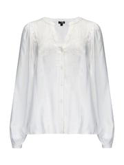 Pour Moi White Stacie Fuller Bust Embroidered Woven Long Sleeve Blouse - Image 3 of 4