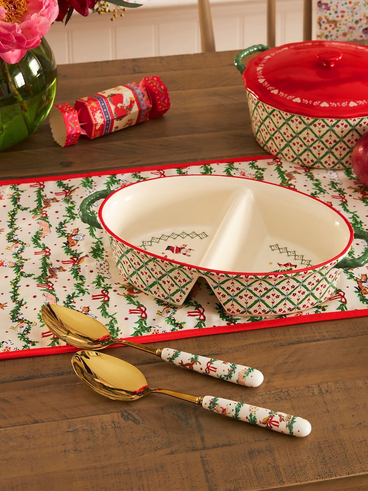 Cath Kidston Cream Christmas Set of 2 Serving Spoons - Image 1 of 4