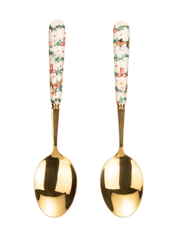 Cath Kidston Cream Christmas Set of 2 Serving Spoons - Image 4 of 4