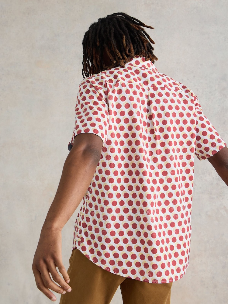 White Stuff Red Retro Spot Printed Shirt - Image 2 of 7