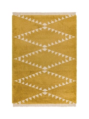 Asiatic Rugs Mustard Yellow Rocco Flags Ultra Soft Rug - Image 1 of 4