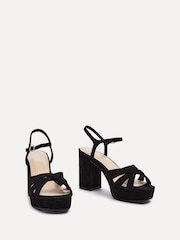 Linzi Black Keliah Platform Cross-Over Strap Block Heeled Sandals - Image 3 of 5