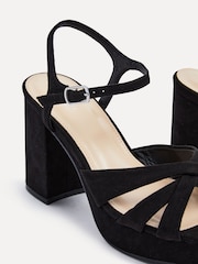Linzi Black Keliah Platform Cross-Over Strap Block Heeled Sandals - Image 4 of 5