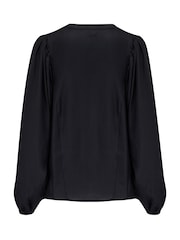 Pour Moi Black Stacie Fuller Bust Embroidered Woven Long Sleeve Blouse - Image 4 of 4