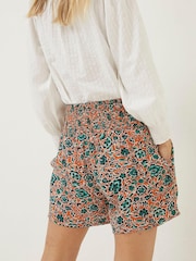 FatFace Orange Shirred Sketched Floral Flippy Shorts - Image 2 of 5