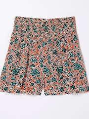 FatFace Orange Shirred Sketched Floral Flippy Shorts - Image 5 of 5