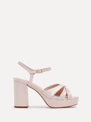 Linzi Nude Keliah Platform Cross-Over Strap Block Heeled Sandals - Image 2 of 5