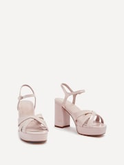 Linzi Nude Keliah Platform Cross-Over Strap Block Heeled Sandals - Image 3 of 5
