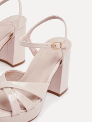 Linzi Nude Keliah Platform Cross-Over Strap Block Heeled Sandals - Image 4 of 5