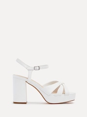 Linzi White Keliah Platform Cross-Over Strap Block Heeled Sandals - Image 2 of 5