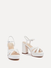 Linzi White Keliah Platform Cross-Over Strap Block Heeled Sandals - Image 3 of 5