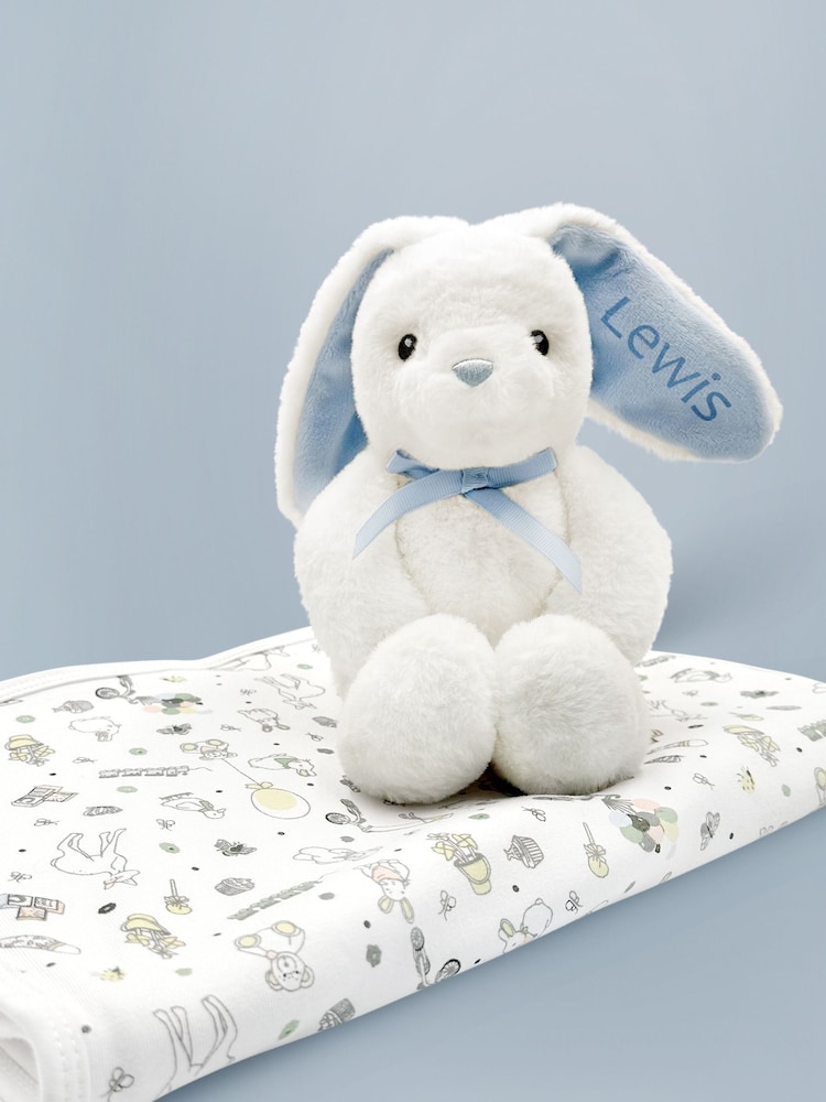 Babyblooms Personalised 100% Cotton Bunny With Snuggle Wrap Gift - Image 2 of 8