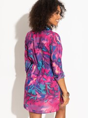 Pour Moi Purple Chiffon Button Through Beach Shirt - Image 2 of 5