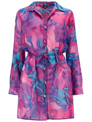 Pour Moi Purple Chiffon Button Through Beach Shirt - Image 4 of 5