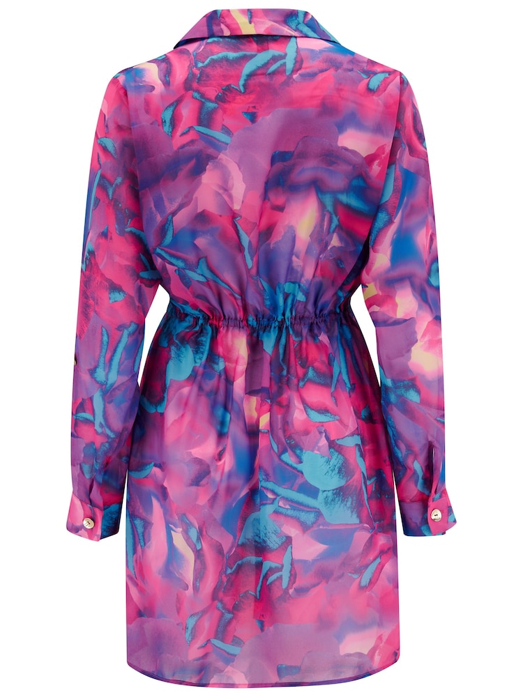 Pour Moi Purple Chiffon Button Through Beach Shirt - Image 5 of 5