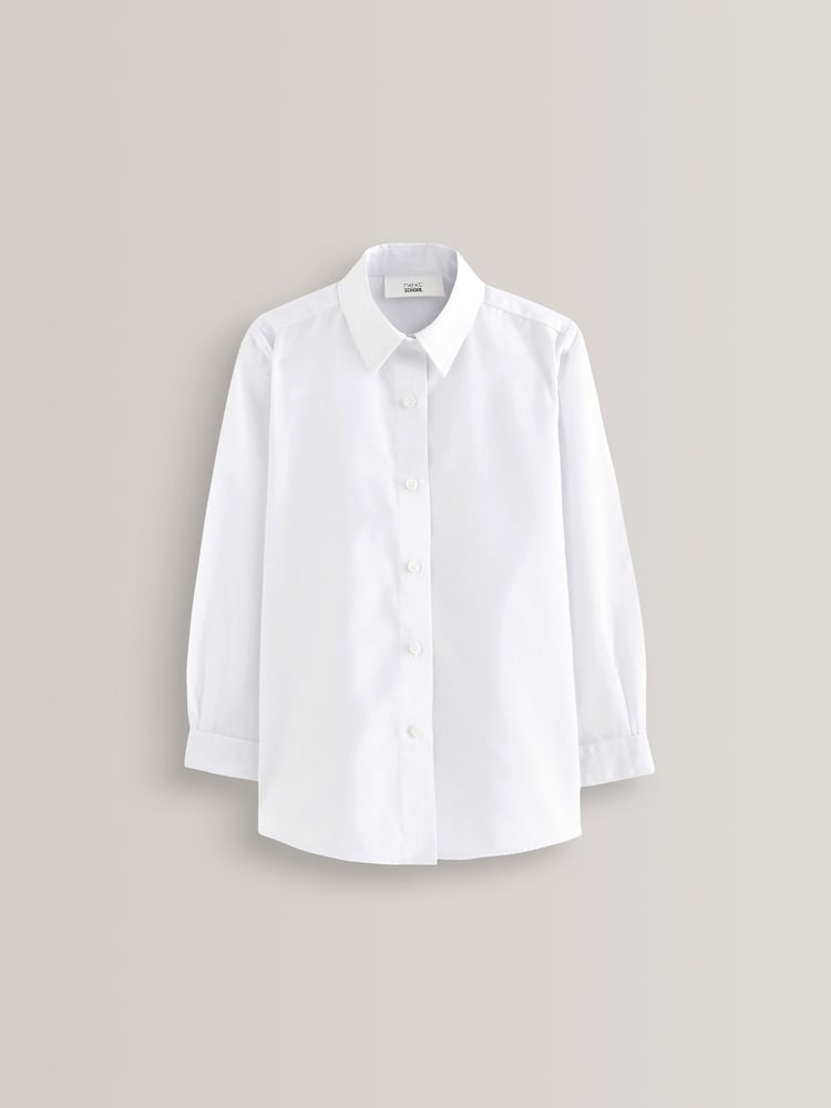 White Slim Fit 2 Pack Long Sleeve Formal School Shirts (3-18yrs) - Image 2 of 7