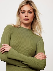 Mint Velvet Green Ruffle Detail Knit Dress - Image 4 of 9