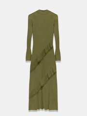 Mint Velvet Green Ruffle Detail Knit Dress - Image 7 of 9