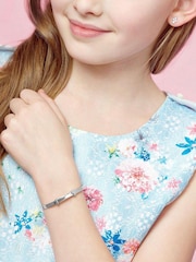 Beaverbrooks Children's Mini B Silver Diamond Cross Bangle - Image 2 of 3