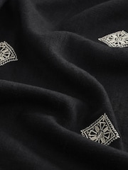 Black Embroidered Wide Leg Trousers With Linen - Image 7 of 7