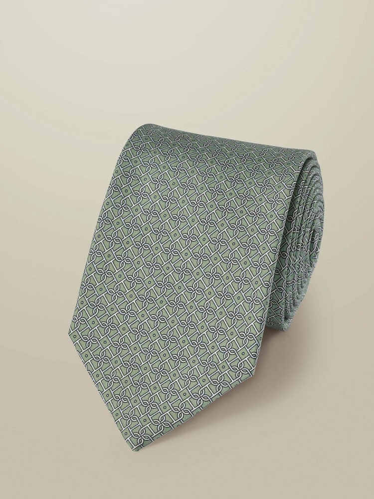 Charles Tyrwhitt Green Silk Print Tie - Image 2 of 3 Charles Tyrwhitt Green Silk Print Tie - Image 2 of 3