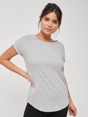 Grey Marl Cap Sleeve T-Shirt Top - Image 1 of 5