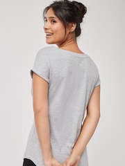 Grey Marl Cap Sleeve T-Shirt Top - Image 2 of 5