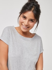 Grey Marl Cap Sleeve T-Shirt Top - Image 3 of 5