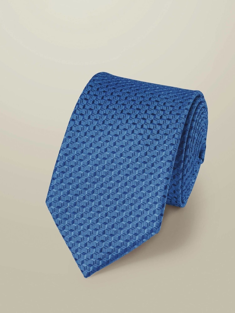 Charles Tyrwhitt Turquoise Blue Stone Medallion Silk Tie - Image 2 of 3