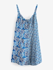 Blue/White Mini Tie Front Summer Dress - Image 5 of 6