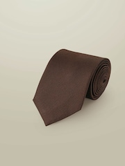 Marrón - Corbata de seda texturizada Charles Tyrwhitt - Imagen 1 de 2