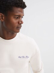 Reiss Off White Hills Reiss | Ché Motif Cotton Sweatshirt - Image 3 of 5