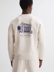 Reiss Off White Hills Reiss | Ché Motif Cotton Sweatshirt - Image 4 of 5