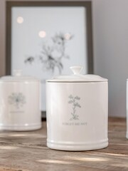 Mary Berry White Garden Forget Me Not Coffee Canister - Image 1 of 3