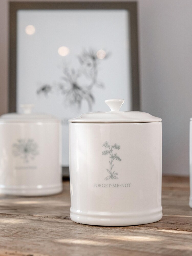 Mary Berry White Garden Forget Me Not Coffee Canister - Image 1 of 3